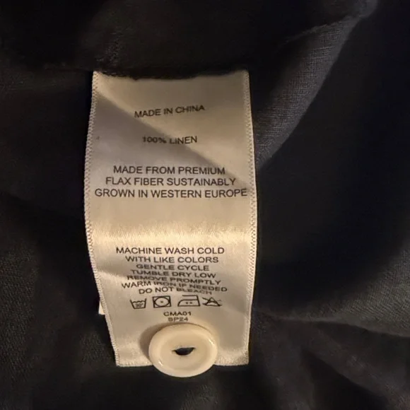 Quince Women’s Black 100% European Linen Button Front Midi Dress Size Medium - Picture 8 of 9